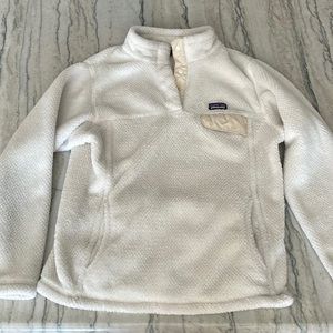 Patagonia pull-over fleece.  Color: off-white Size: large (size 12).